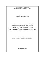 Vận dụng phương pháp dự án trong dạy học địa lý lớp 11 – THPT theo định hướng phát triển năng lực 