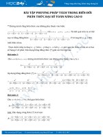 Bài tập phương pháp tách trong biến đổi phân thức đại số Toán nâng cao 8