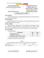 Đề thi học kì 1 môn Địa lý lớp 12 năm học 2016  2017