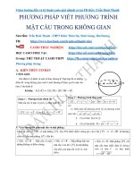PHƯƠNG PHÁP VIẾT PHƯƠNG TRÌNH mặt cầu cơ bản 