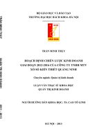 Hoạch định chiến lược kinh doanh giai đoạn 2012 2016 của công ty tnhh mtv xổ số kiến thiết quảng ninh 
