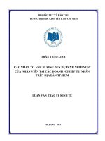 Các nhân tố ảnh hưởng đến dự định nghỉ việc của nhân viên tại các doanh nghiệp tư nhân trên địa bàn TPHCM 