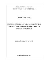 Các nhân tố thúc đẩy mua bán và sáp nhập của ngân hàng thương mại việt nam với đối tác nước ngoài 