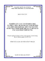 Nghiên cứu các cơ sở khoa học và thực tiễn để  đánh giá ảnh hưởng của biến đổi khí hậu đến tài nguyên nước mặt tỉnh ninh thuận và đề xuất các giải pháp thích ứng (tóm tắt) 