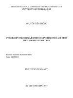 Cấu trúc sở hữu, đặc tính hội đồng quản trị và hiệu quả hoạt động doanh nghiệp ở việt nam (tóm tắt) 