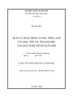 Quản lý hoạt động tự học tiếng Anh của học viên Trường Đại học Văn hóa Nghệ thuật Quân đội