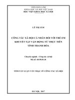 Công tác xã hội cá nhân đối với trẻ em khuyết tật vận động từ thực tiễn tỉnh thanh hóa (tóm tắt)