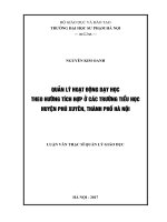 Quản lý hoạt động giáo dục của giáo viên theo hướng tích hợp ở các trường tiểu học huyện Phú Xuyên, thành phố Hà Nội