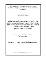 Phát triển văn hóa từ quan điểm của các nhà sáng lập chủ nghĩa mác   leenin đến tư tưởng hồ chí minh và quan điểm của đảng cộng sản việt nam trong thời kỳ đổi mới  (tóm tắt) 