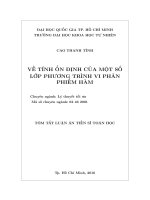 Về tính ổn định của một số lớp phương trình vi phân phiếm hàm (tóm tắt) 