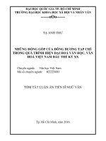 Những đóng góp của đông dương tạp chí trong quá trình hiện đại hóa văn học, văn hóa việt nam đầu thế kỷ XX (tóm tắt) 