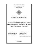 Nghiên cứu thiết lập công thức phối chế lotion dưỡng da bổ sung hoạt chất curcuminoid 