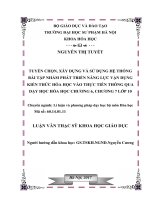 Tuyển chọn, xây dựng và sử dụng hệ thống bài tập nhằm phát triển năng lực vận dụng kiến thức hoá học vào thực tiễn thông qua dạy học hoá học chương 6, chương 7 lớp 10