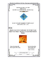 Pháp luật về ưu đãi đầu tư ở việt nam hiện nay thực trạng và giải pháp hoàn thiện 