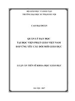 luận án QUẢN lý dạy học tại học VIỆN PHẬT GIÁO VIỆT NAM đáp ỨNG yêu cầu đổi mới GIÁO dục 