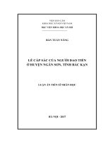 Lễ cấp sắc của người dao tiền ở huyện ngân sơn, tỉnh bắc kạn
