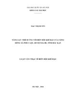 Năng lực thích ứng với biến đổi khí hậu của cộng đồng xã phúc lộc, huyện ba bể, tỉnh bắc kạn 