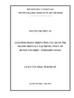 Giải pháp hoàn thiện công tác quản trị nguồn nhân lực tại trung tâm y tế huyện tân hiệp   tỉnh kiên giang 