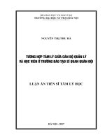luận án tương hợp tâm lý giữa cán bộ quản lý và học viên ở trường đào tạo sĩ quan quân đội 