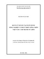 Quản lý nợ xấu tại Ngân hàng Nông nghiệp và Phát triển nông thôn Việt Nam  Chi nhánh Từ Liêm