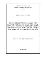 Quản lý bồi dưỡng năng lực sư phạm cho giáo viên tiểu học huyện Phú Xuyên, Thành phố Hà Nội đáp ứng yêu cầu dạy học theo mô hình trường học mới