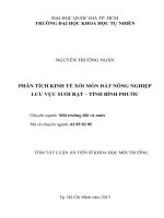 Phân tích kinh tế xói mòn đất nông nghiệp lưu vực suối rạt, tỉnh bình phước (tóm tắt) 