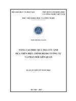 Nâng cao hiệu quả tra cứu ảnh dựa trên hiệu chỉnh độ đo tương tự và phản hồi liên quan (LA tiến sĩ)