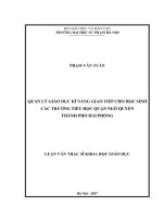 Quản lý giáo dục kĩ năng giao tiếp cho học sinh các trường tiểu học quận Ngô Quyền thành phố Hải Phòng