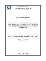Phát triển nguồn nhân lực hành chính công cấp xã(phường) tại thành phố pleiku, tỉnh gia lai 
