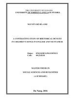 A contrastive study of rhetorical devices in childrens songs in english and vietnamese 