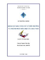 Khảo sát khả năng xử lý môi trường và thành phần hóa học của rau ngỗ 