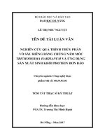 Nghiên cứu quá trình thủy phân vỏ sầu riêng bằng chủng nấm mốc trichoderma harzianum và ứng dụng sản xuất sinh khối protein đơn bào 