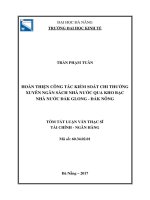 Hoàn thiện công tác kiểm soát chi thường xuyên ngân sách nhà nước qua kho bạc nhà nước đắk glong   đắk nông 