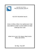 Tăng cường công tác kiểm soát thu bảo hiểm xã hội tại bảo hiểm xã hội tỉnh quảng nam 