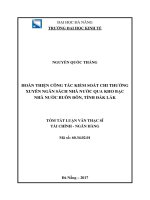 Hoàn thiện công tác kiểm soát chi thường xuyên ngân sách nhà nước qua kho bạc nhà nước buôn đôn, tỉnh đắk lắk 