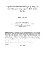 Nghiên cứu chữ Nôm và tiếng Việt trong văn bản Trình quốc công Nguyễn Bỉnh Khiêm thi tập