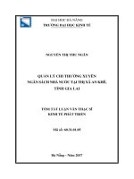 Quản lý chi thường xuyên ngân sách nhà nước tại thị xã an khê, tỉnh gia lai 
