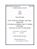 Thực trạng môi trường, sức khỏe, bệnh tật của người lao động công ty honda việt nam năm 2015 và yếu tố liên quan 