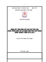 Nhận xét tình hình sót rau sau phá thai bằng thuốc được điều trị tại bệnh viện phụ sản trung ương trong 3 năm 2013 2015 