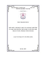 Kiến thức, thái độ và nhu cầu giáo dục giới tính của học sinh trường THCS châu khê, thị xã từ sơn, tỉnh bắc ninh năm 2014 