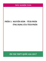 Toán PTTH 2017  Trắc nghiệm nguyên hàm  tích phân và ứng dụng