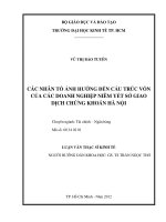 Các nhân tố ảnh hưởng đến cấu trúc vốn của các doanh nghiệp niêm yết sở giao dịch chứng khoán hà nội 