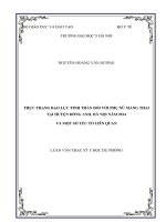 Thực trạng bạo lực tinh thần đối với phụ nữ mang thai tại huyện đông anh, hà nội năm 2014 và một số yếu tố liên quan 