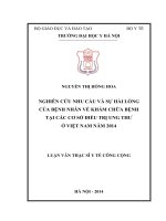 “Nghiên cứu nhu cầu và sự hài lòng của bệnh nhân về khám chữa bệnh tại các cơ sở điều trị ung thư ở việt nam năm 2014 