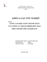 Nâng cao khả năng thanh toán tại công ty TNHH một thành viên cơ khí Z179 (LV tốt nghiệp)