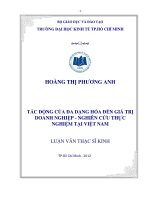 Tác động của đa dạng hóa đến giá trị doanh nghiệp   nghiên cứu thực nghiệm tại việt nam  