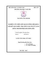 NGHIÊN cứu mối LIÊN QUAN NỒNG độ β HCG với kết QUẢ điều TRỊ CHỬA tại vòi tử CUNG BẰNG METHOTREXATE đơn LIỀU 