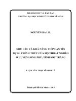 Nhu cầu và khả năng tiếp cận tín dụng chính thức của hộ thoát nghèo ở huyện Long Phú tỉnh Sóc Trăng