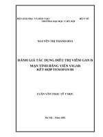 ĐÁNH GIÁ tác DỤNG điều TRỊ VIÊM GAN b mạn TÍNH BẰNG VIÊN VIGAB kết hợp TENOFOVIR 