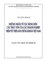 Những nhân tố tác động đến cấu trúc vốn của các doanh nghiệp niêm yết trên sàn chứng khoán Việt Nam